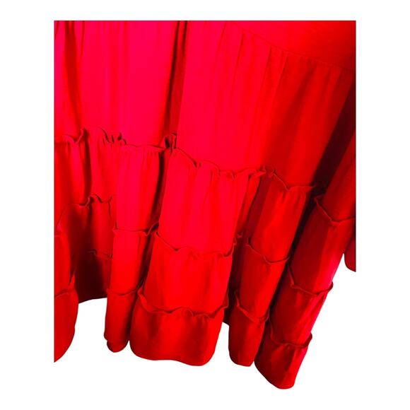Emma & Michele Womens Tiered Mini Dress Flutter Long Sleeve Red Plus Size 20W - Picture 4 of 9